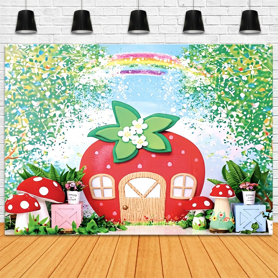 Kinder-Hintergründe Erdbeerhaus Feengarten Neugeborenen-Fotohintergrund MRR9-12