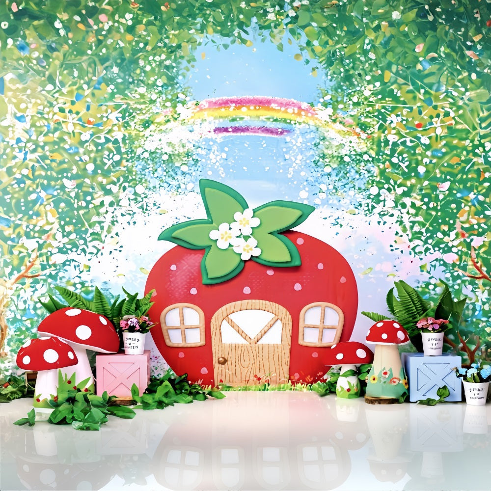 Kinder-Hintergründe Erdbeerhaus Feengarten Neugeborenen-Fotohintergrund MRR9-12