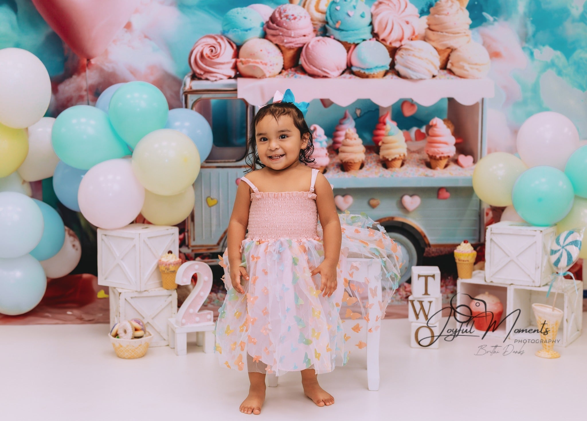 Neugeborenen-Fotohintergrund Pastellfarbener Eiswagen Süßigkeiten Kinder-Fotohintergrund MRR9-14