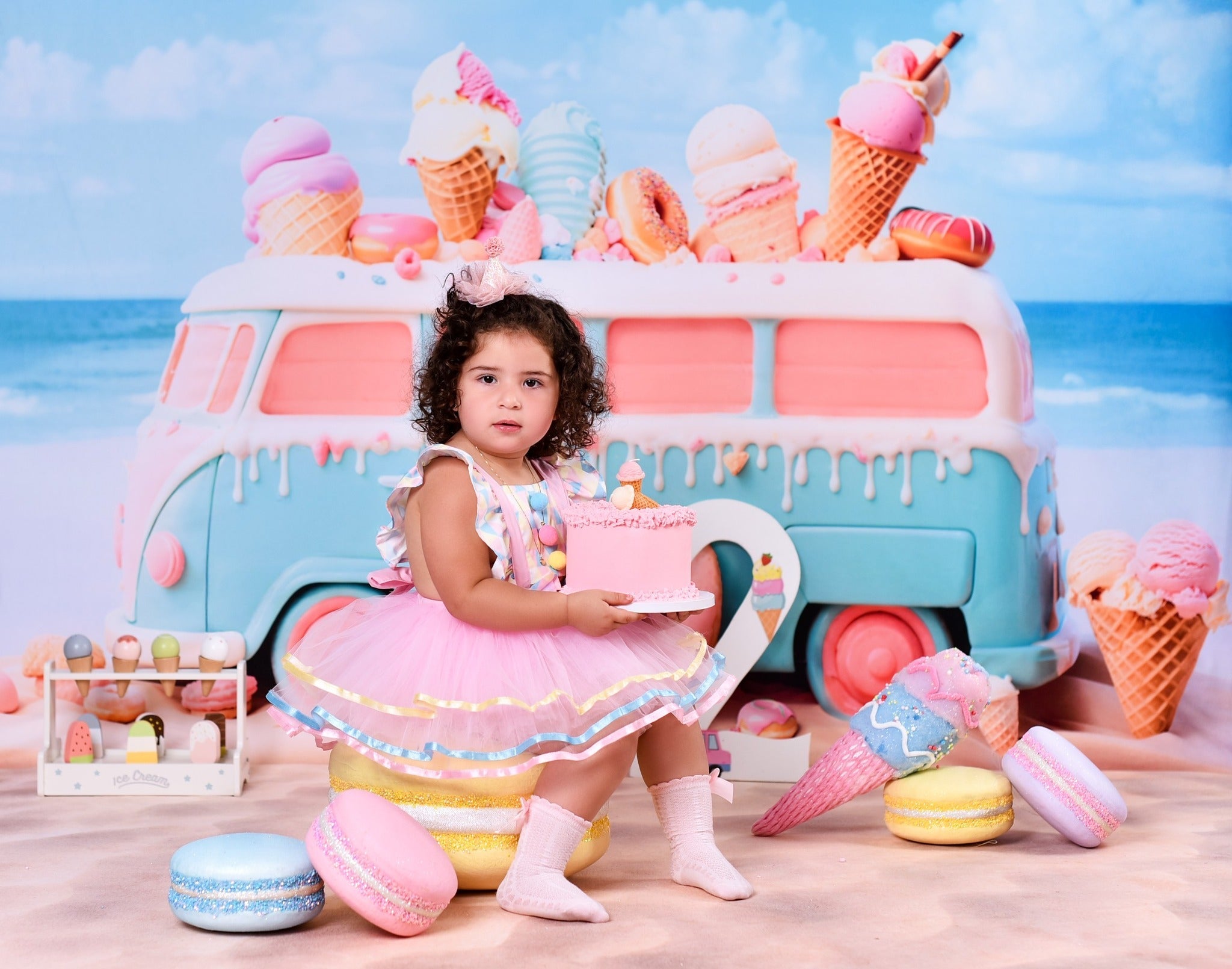 Neugeborenen-Foto-Fotohintergrund Süßigkeiten Pastellfarbenes Eiswagen Kinder-Hintergründe MRR9-20