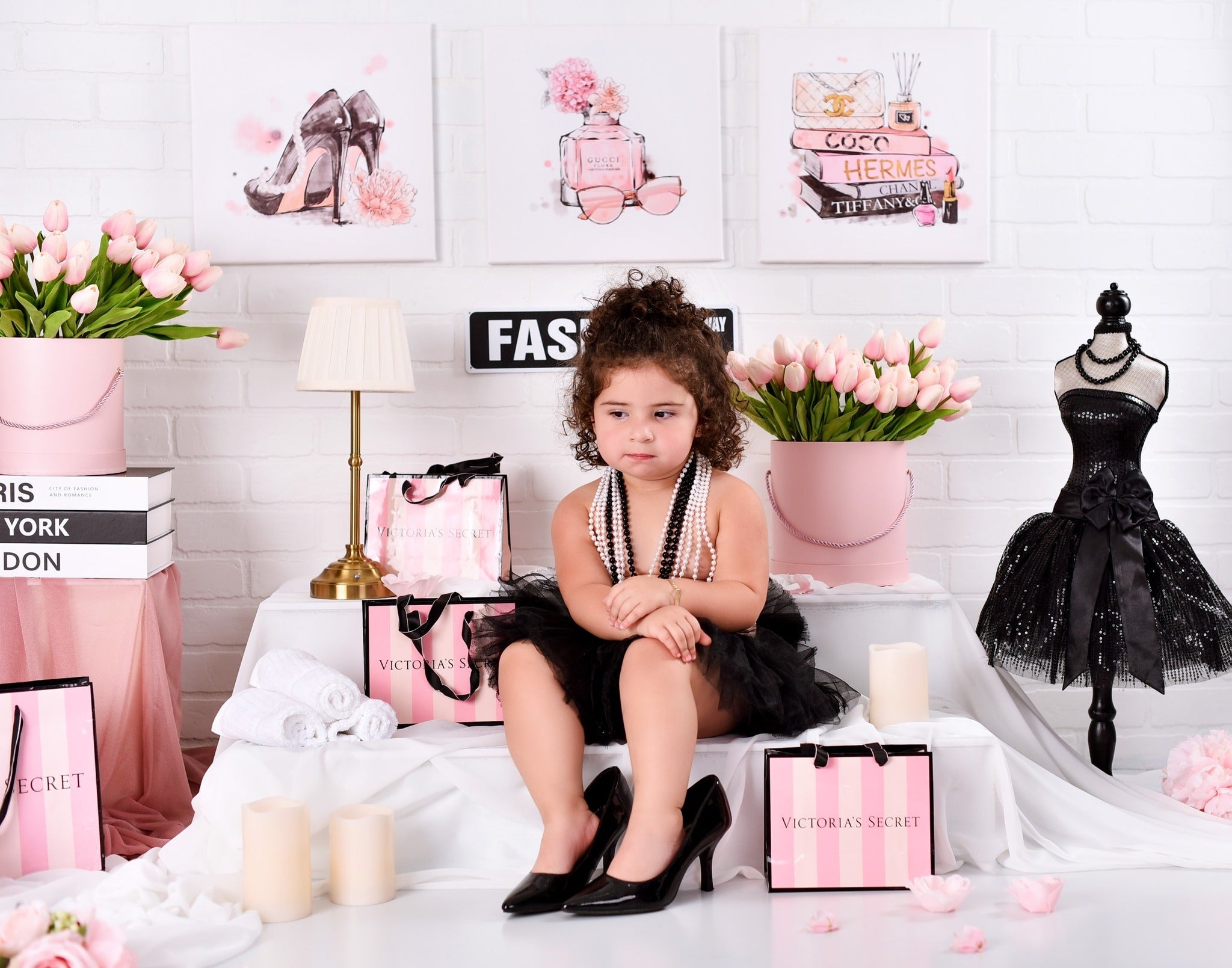 Kinder-Hintergründe Mode-High-Heels Parfüm Bücher Dekor Neugeborenen-Fotohintergrund MRR9-21