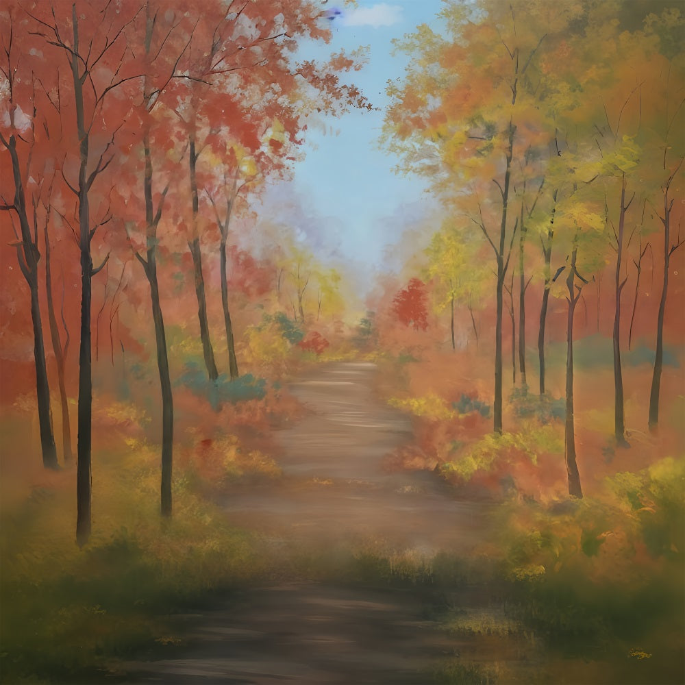 Herbstwald-Fotohintergrund Bunter Herbstwaldweg Herbst-Fotohintergrund MRR9-30