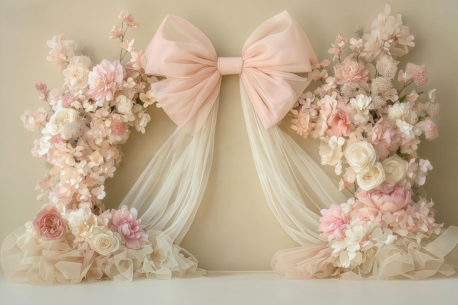 Fotohintergrund für Neugeborenen-Fotoshooting Blush Bow Blumendekoration Fotohintergrund für Kinder MRR9-45