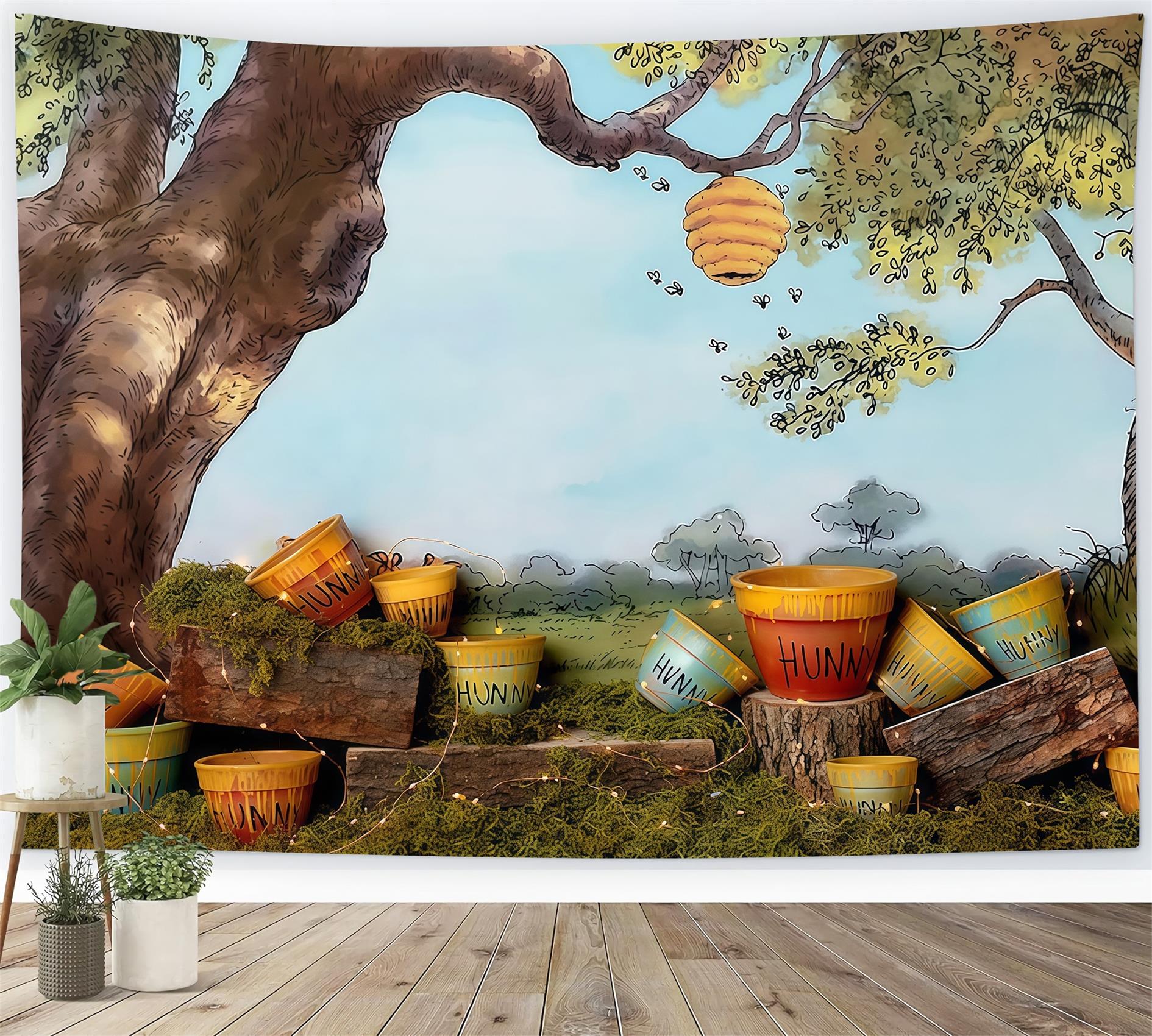 Neugeborenen-Fotohintergrund Niedlicher Fotohintergrund Honigbaum Eimer Fotohintergrund Kinder-Fotohintergrund MRR9-50