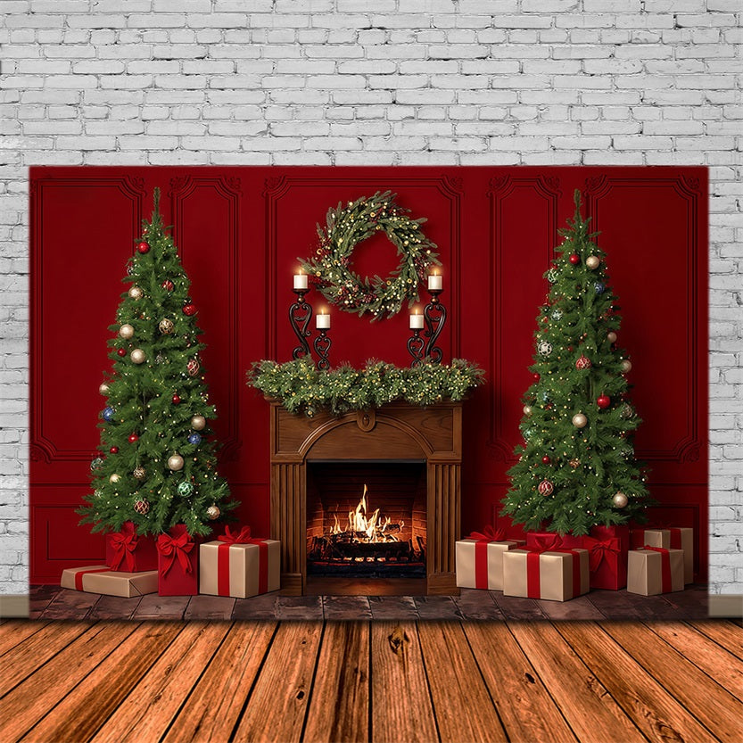 Weihnachts-Kamin-Fotohintergrund Weihnachts-Kamin-Kranz Weihnachts-Fotohintergrund MRR9-60