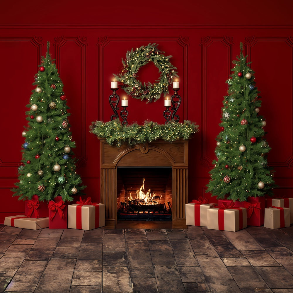 Weihnachts-Kamin-Fotohintergrund Weihnachts-Kamin-Kranz Weihnachts-Fotohintergrund MRR9-60