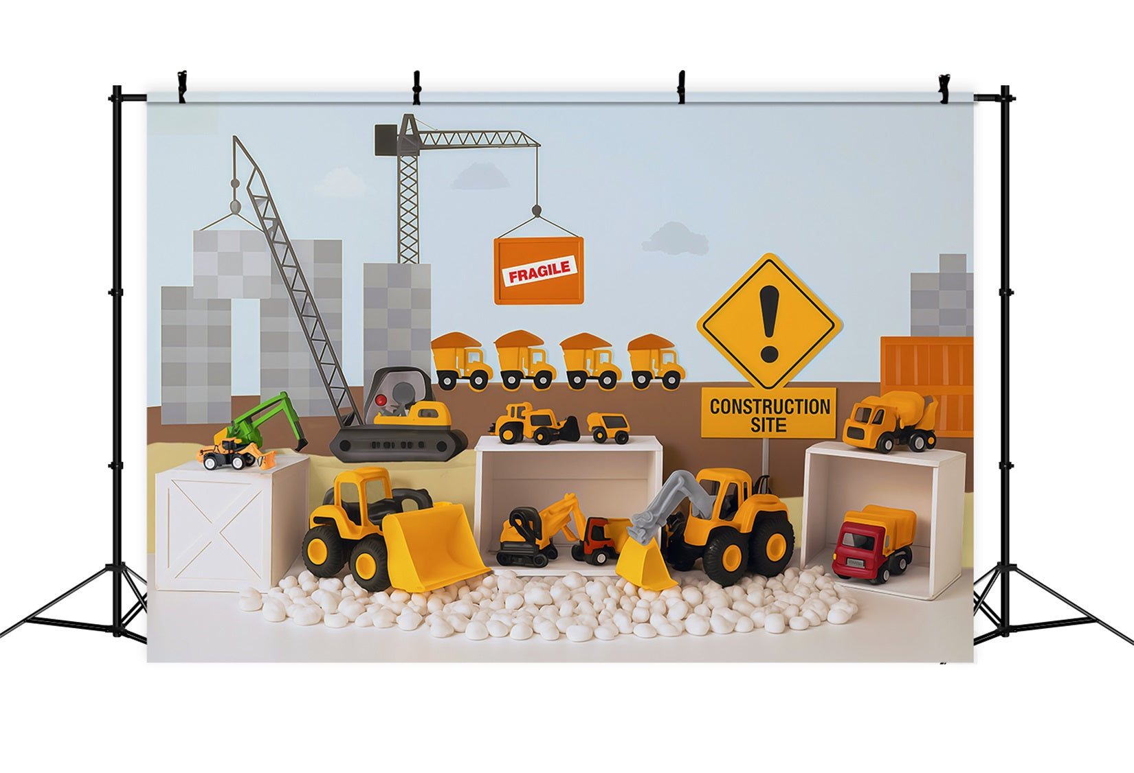 Kinder-Fotohintergrund Baufahrzeuge Spielzeugdisplay Neugeborenen-Fotohintergrund MRR9-9