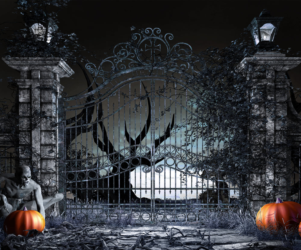 Halloween Nacht Spooky Gates Wald Hintergrund Zimmerset  ROOM10