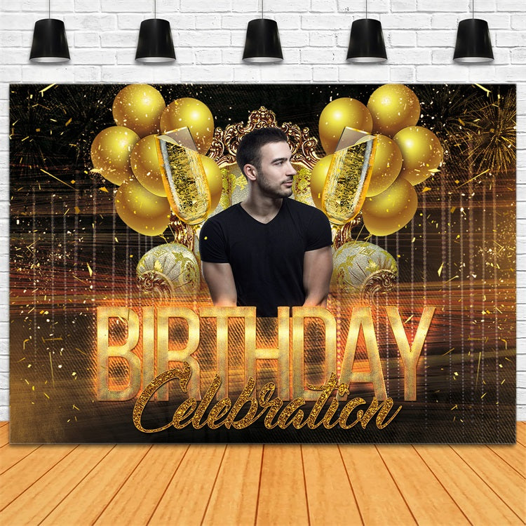 Geburtstag Backdrop Custom Sparkling Golden Celebration Backdrop RR1-102