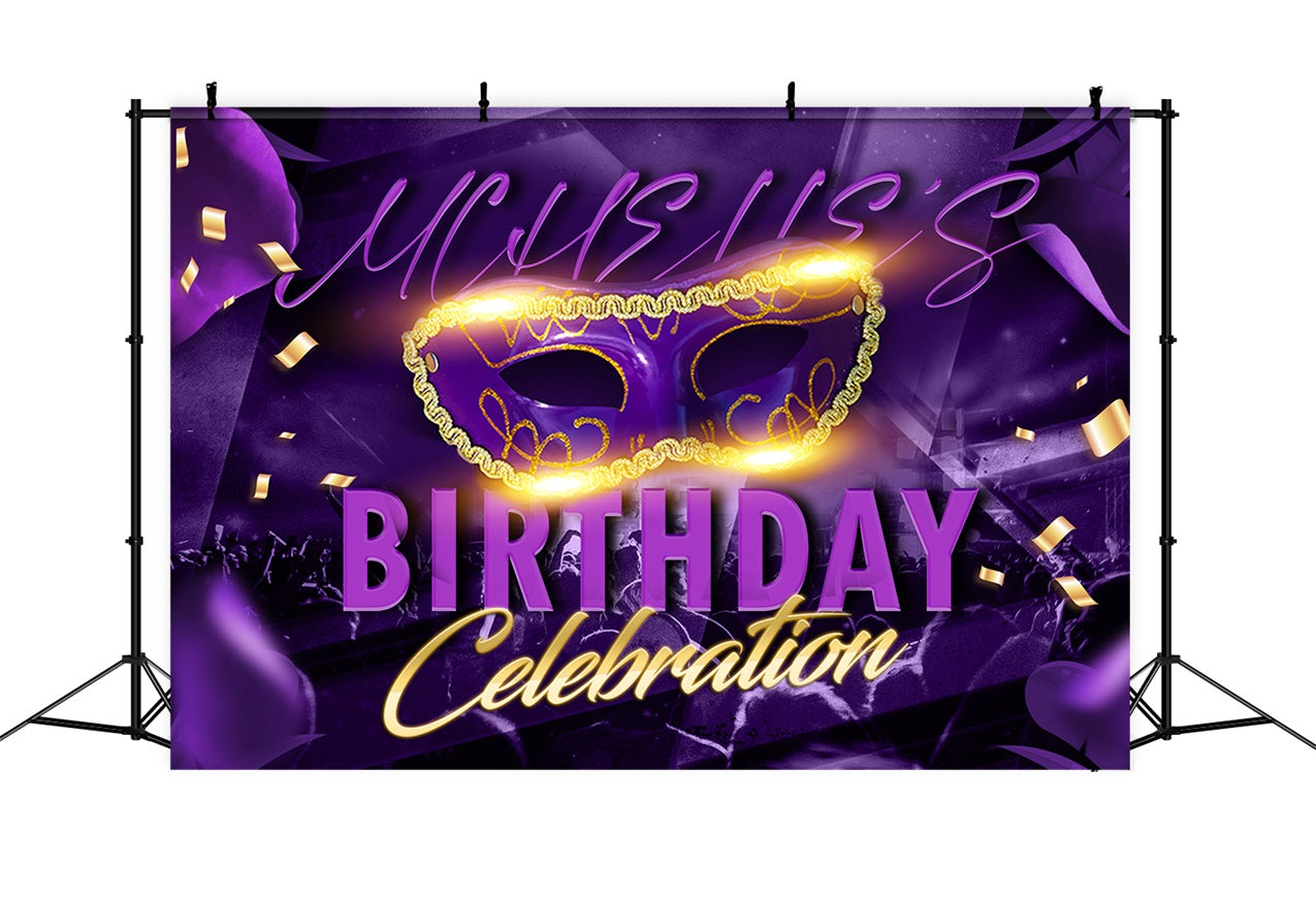 Customized Geburtstag Backdrops Maskerade lila Glitter Feier Backdrop RR1-104