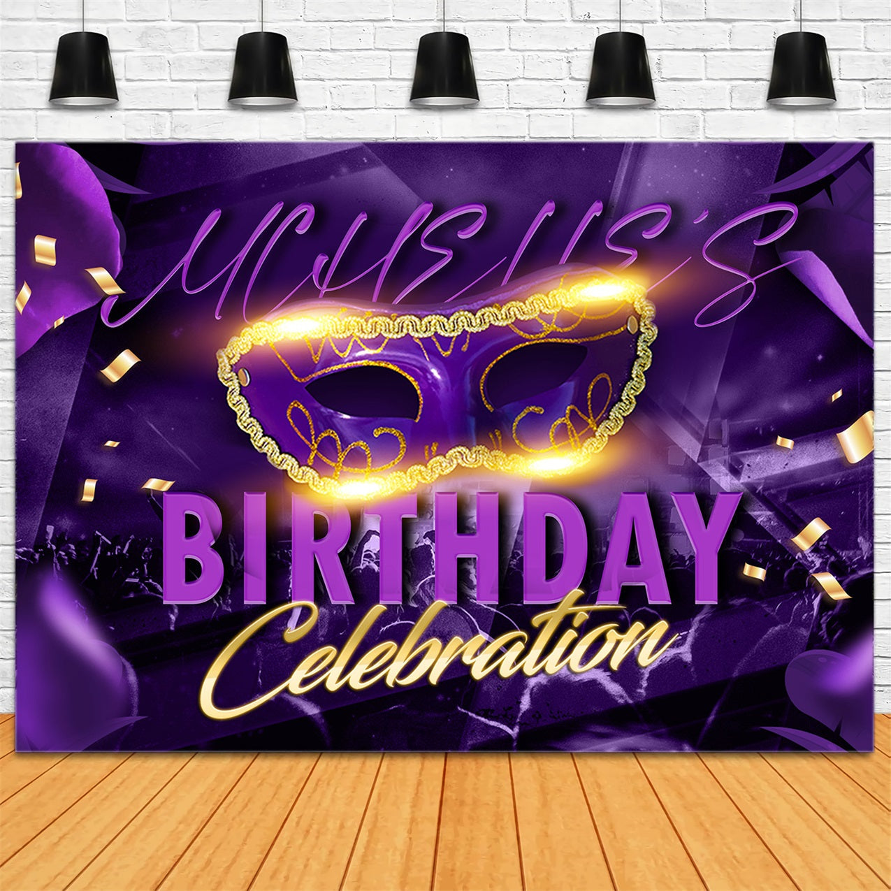 Customized Geburtstag Backdrops Maskerade lila Glitter Feier Backdrop RR1-104