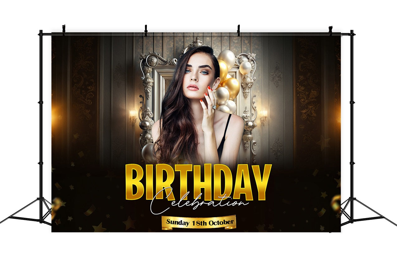 Personalisierte Geburtstag Backdrops Majestätische Goldene Feier Backdrop RR1-108