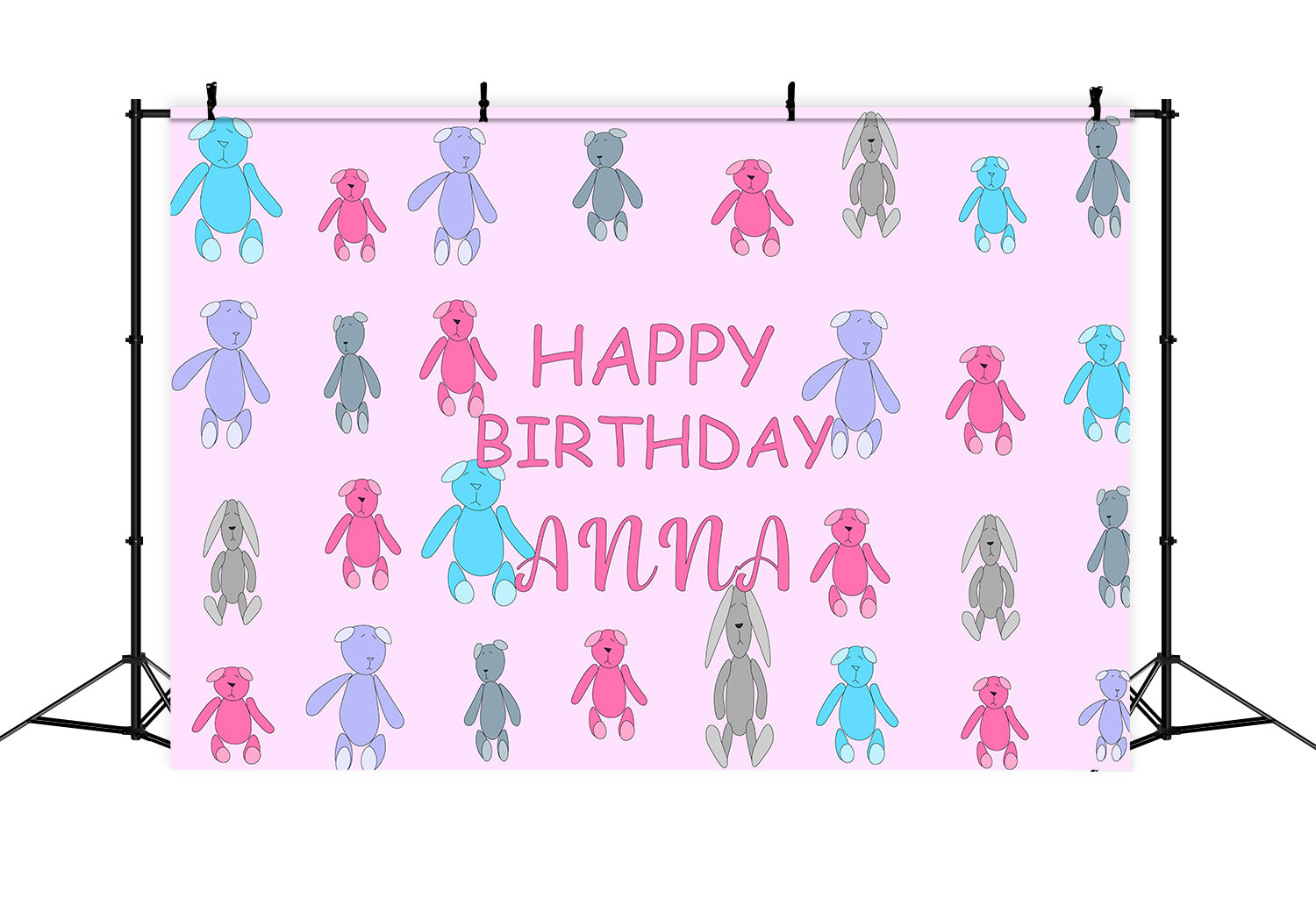 Personalisierte Geburtstag Backdrops Niedlicher Pastell Teddybär Backdrop RR1-14