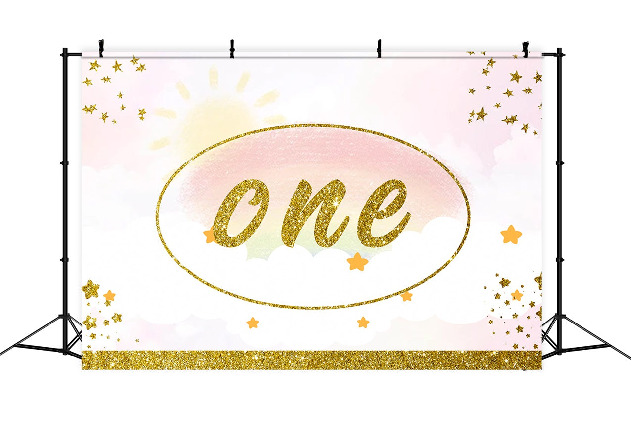 1. Geburtstag Fotohintergrund Sparkling Golden Celebration Backdrop RR1-28