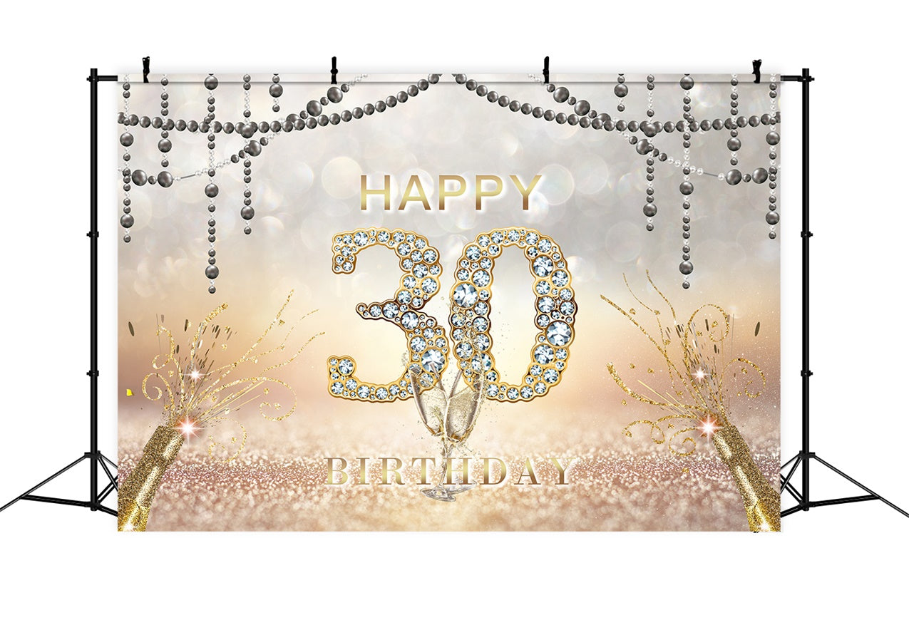 30. Geburtstag Backdrop Diamant Glitzer Champagner Feier Backdrop RR1-30