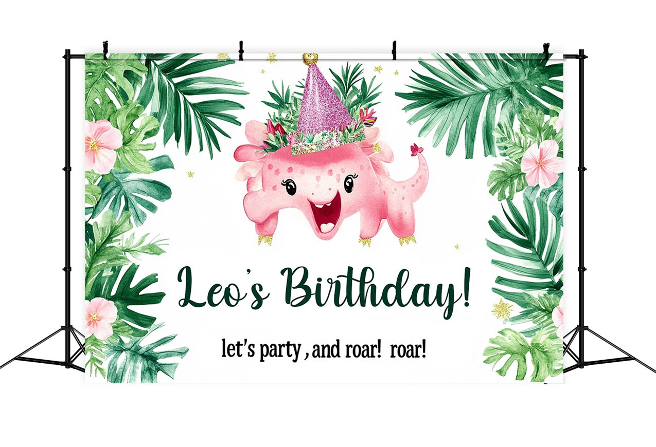 Custom Made Birthday Backdrops Tropische Blätter Dino Hintergrund RR1-31