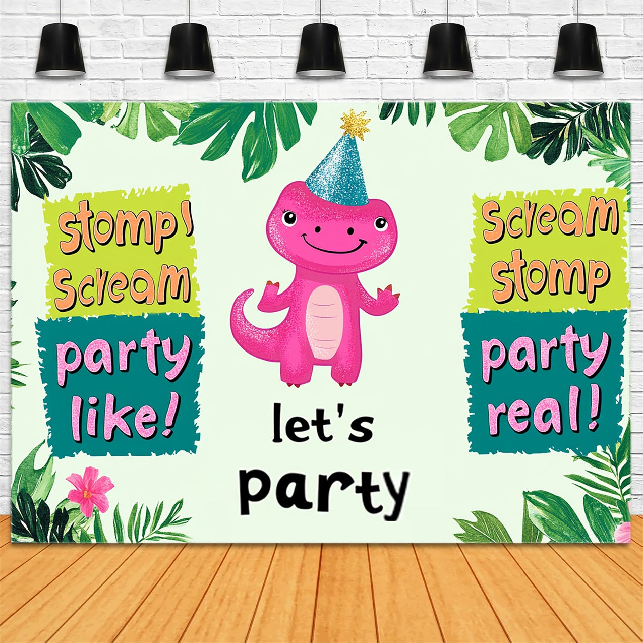 Individuelle Happy Birthday Backdrop Party Dino Dschungel Vibes Backdrop RR1-34