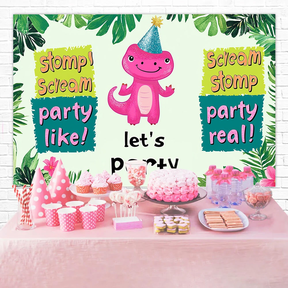 Individuelle Happy Birthday Backdrop Party Dino Dschungel Vibes Backdrop RR1-34