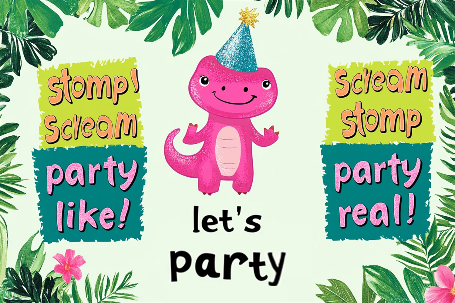 Individuelle Happy Birthday Backdrop Party Dino Dschungel Vibes Backdrop RR1-34