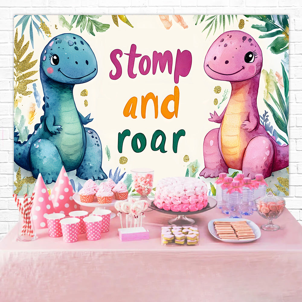 Personalisierte Geburtstag Backdrop Cute Dino Tropical Party Backdrop RR1-35