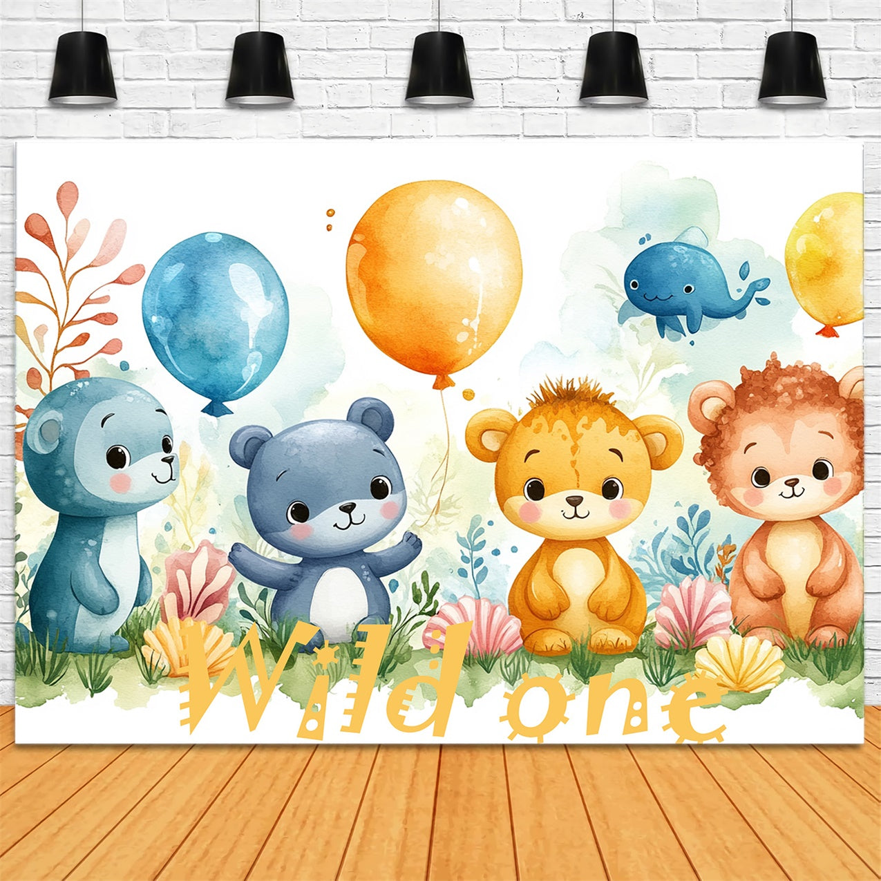 Personalisierte Geburtstag Fotokulisse Ballon Tiere Happy Backdrop RR1-39