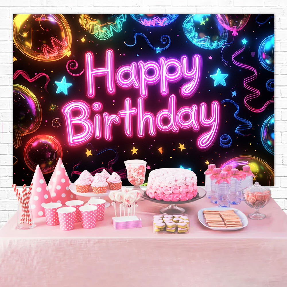 Custom Made Birthday Backdrops Neon Ballon Sterne Backdrop RR1-46