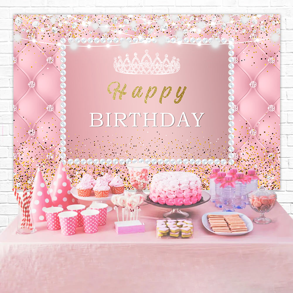 Personalisierte Backdrop für Geburtstag Pink Sparkle Pearl Backdrop RR1-47