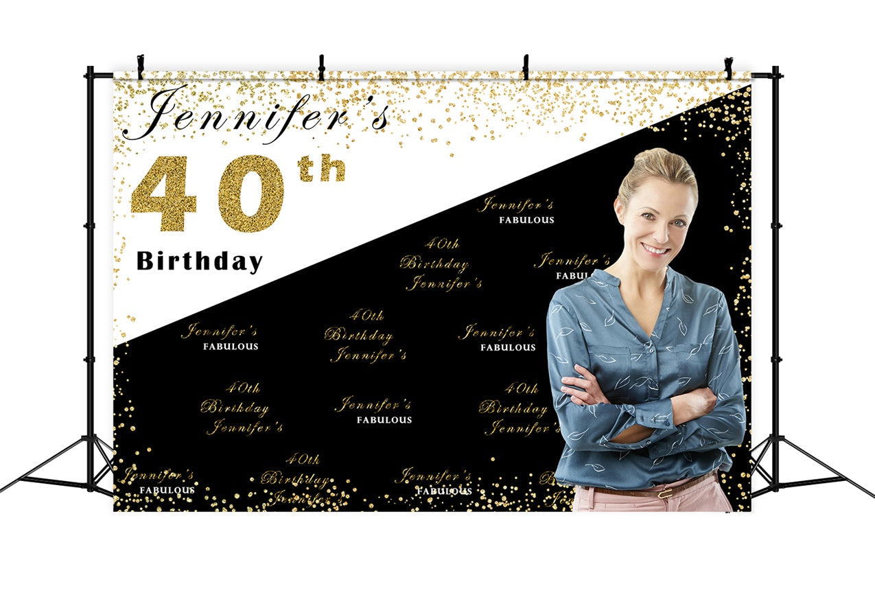 Personalisierte Geburtstag Backdrops Chic Golden Theme 40. Backdrop RR1-59