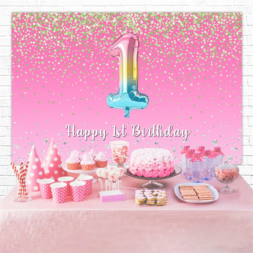 Individueller 1. Geburtstag Backdrop Pink Diamond Glitter Backdrop RR1-64