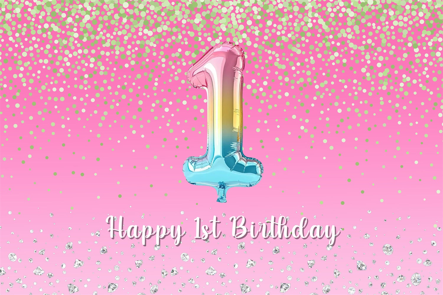 Individueller 1. Geburtstag Backdrop Pink Diamond Glitter Backdrop RR1-64