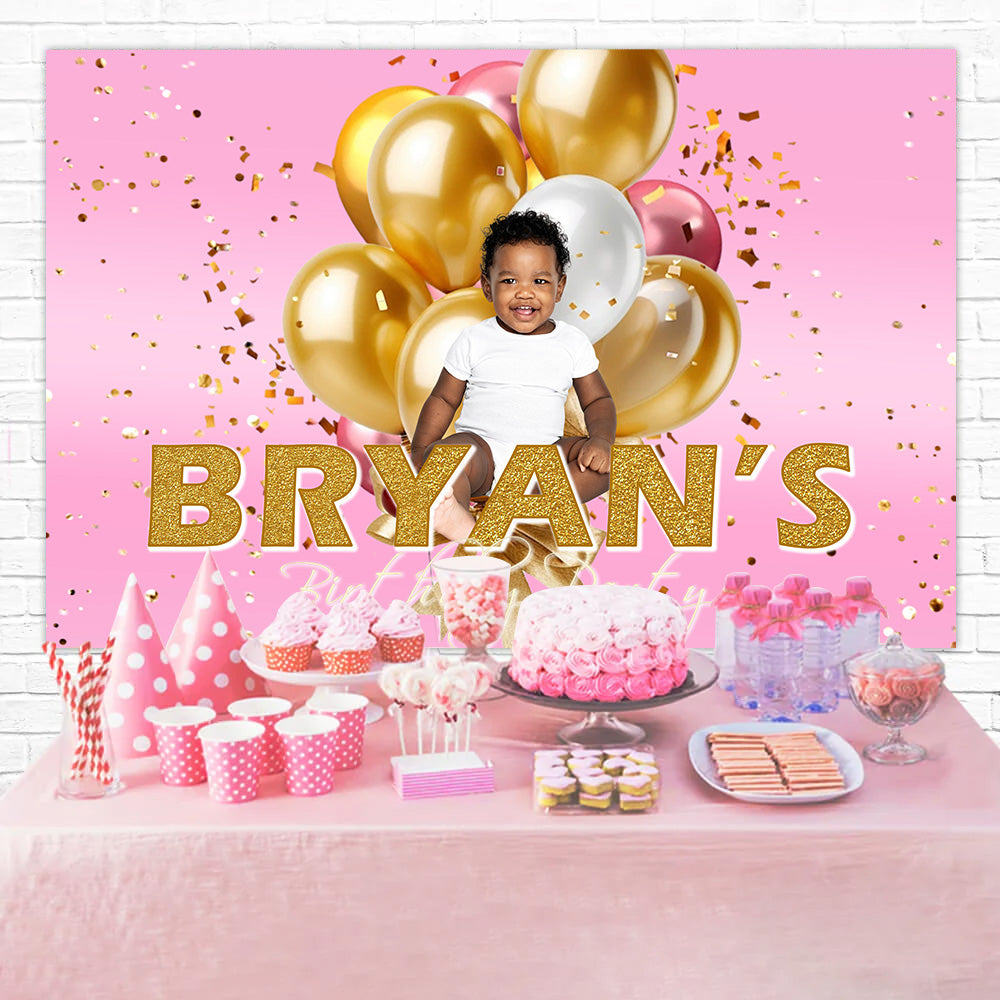 Birthday Backdrop Personalisierte Glamorous Golden Balloon Backdrop RR1-67