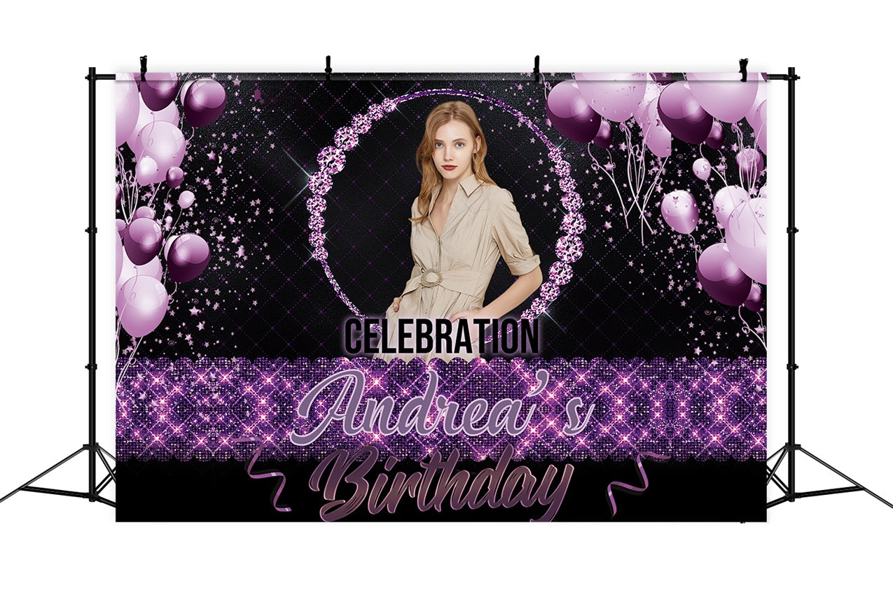 Custom Birthday Backdrop Raffiniert Lila Glitter Backdrop RR1-81