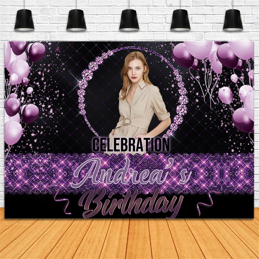 Custom Birthday Backdrop Raffiniert Lila Glitter Backdrop RR1-81