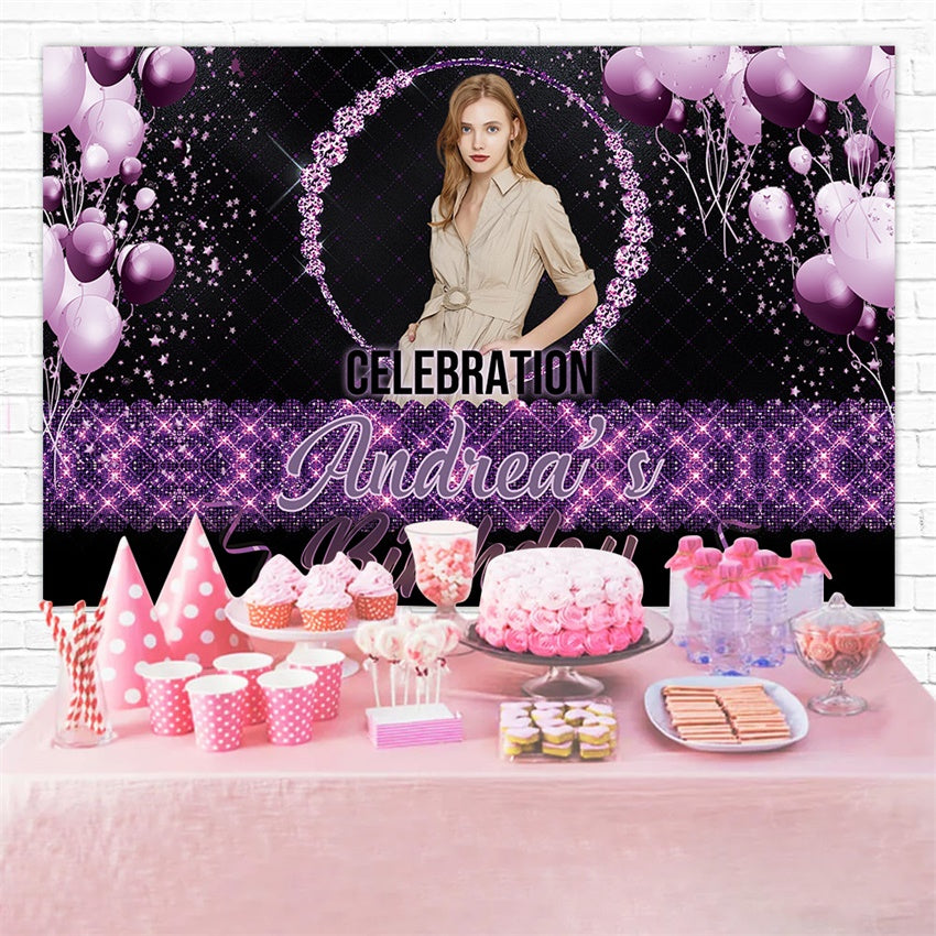 Custom Birthday Backdrop Raffiniert Lila Glitter Backdrop RR1-81