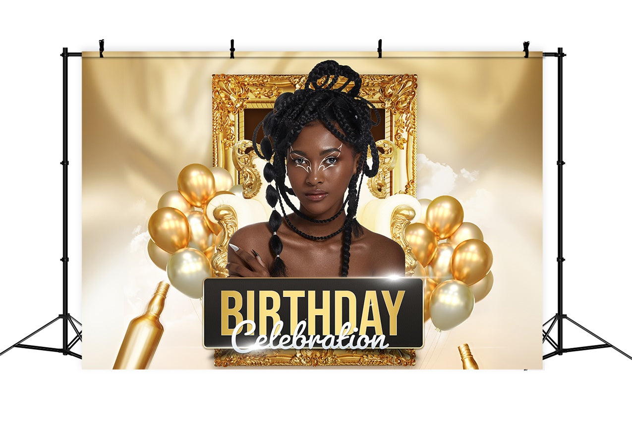 Personalisierte Backdrop für Geburtstag Gold Ballons Frame Backdrop RR1-83