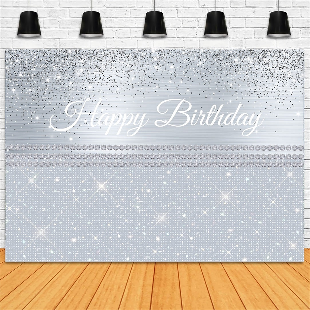 Personalisierte Geburtstag BG Silber Glitter Sparkle Geburtstagshintergrund RR12-16