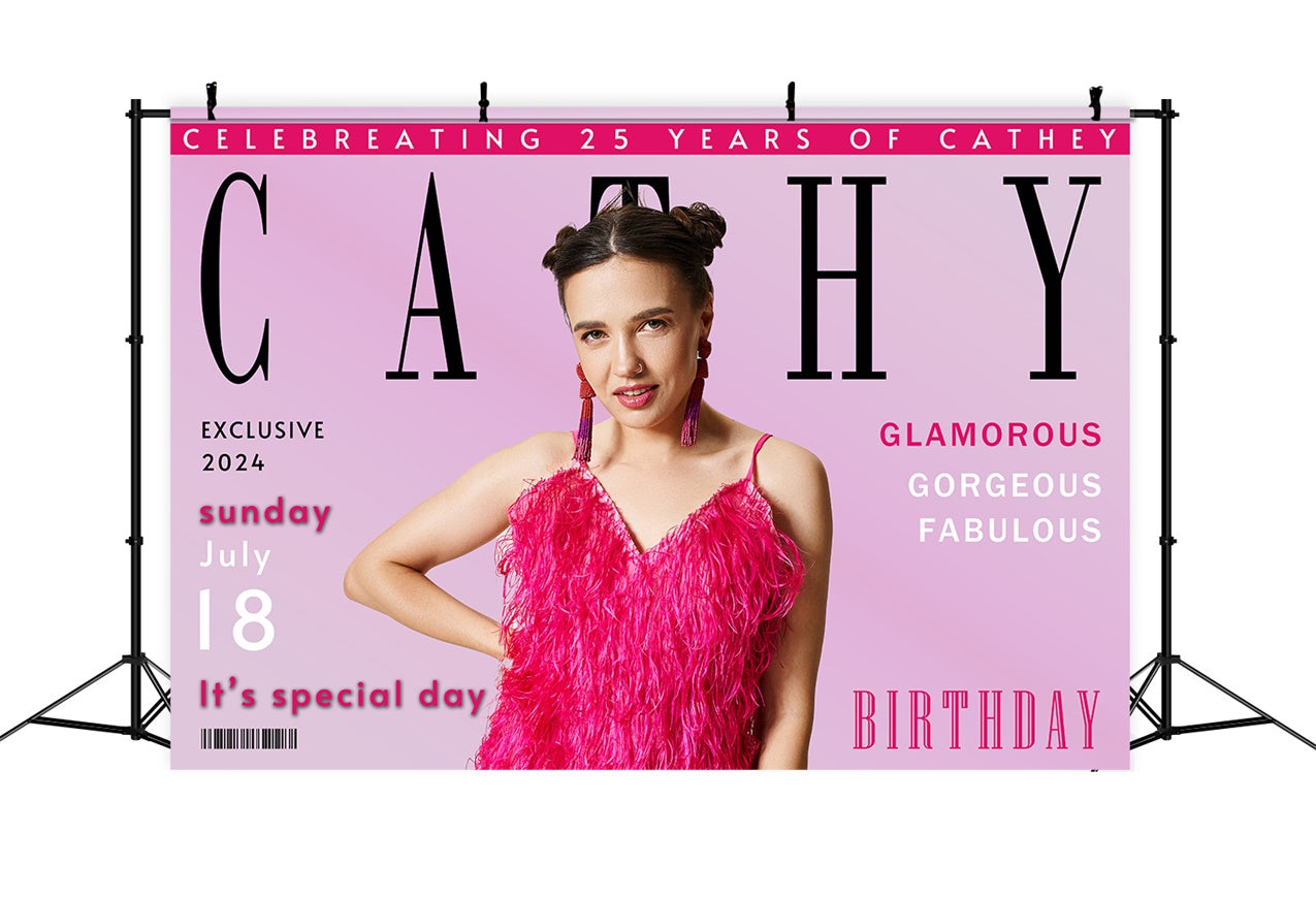 Personalisierte Birthday Background 25. Pink Glamour Szene Hintergrund RR12-21