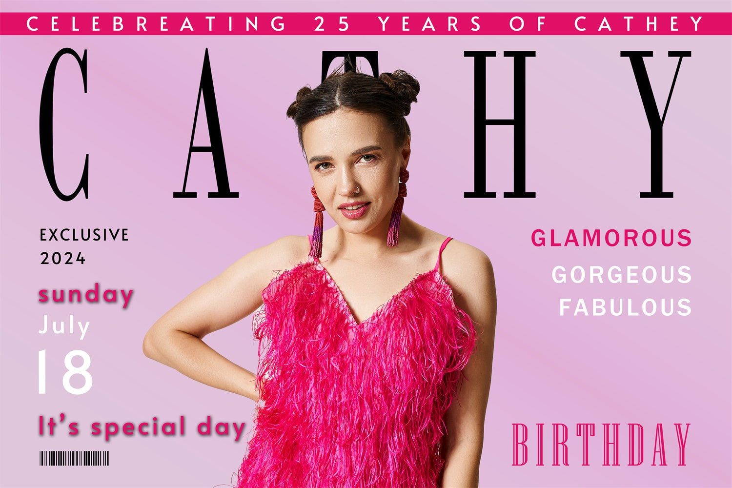 Personalisierte Birthday Background 25. Pink Glamour Szene Hintergrund RR12-21