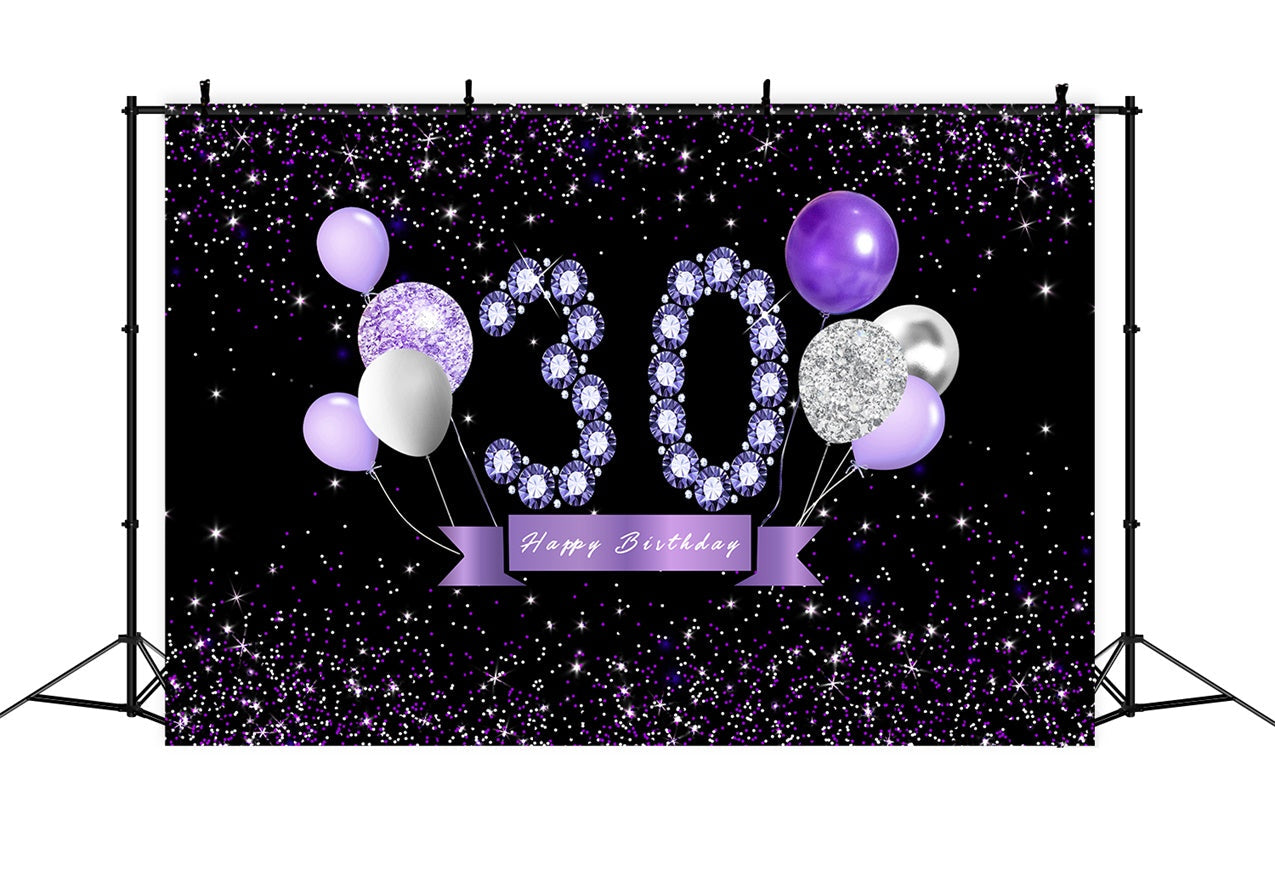 30. Geburtstag Backdrop Kristall Ballon Lila Custom Backdrop RR12-32