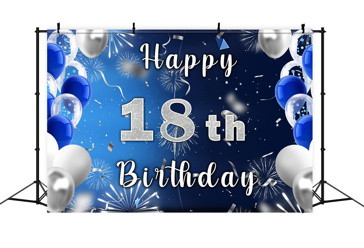 Individueller 18. Geburtstag Backdrop Blaue Luftballons Backdrop RR12-33