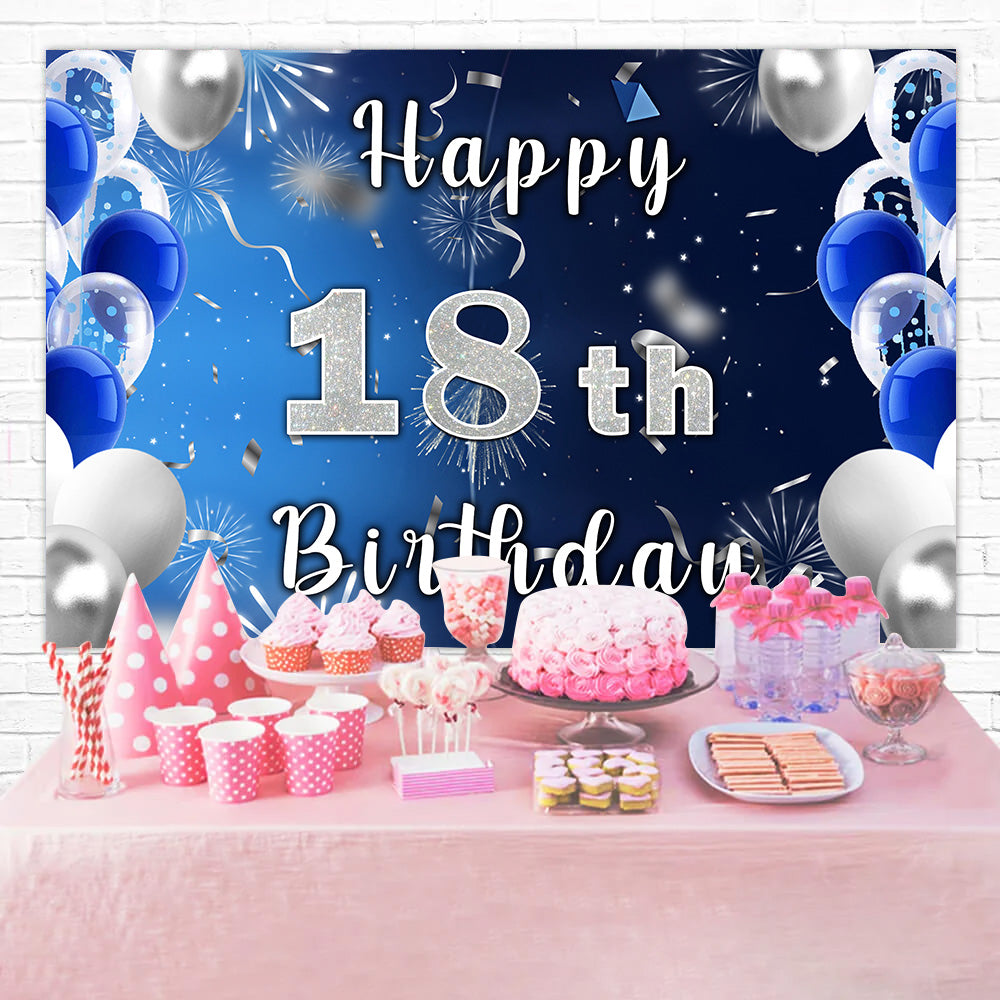 Individueller 18. Geburtstag Backdrop Blaue Luftballons Backdrop RR12-33