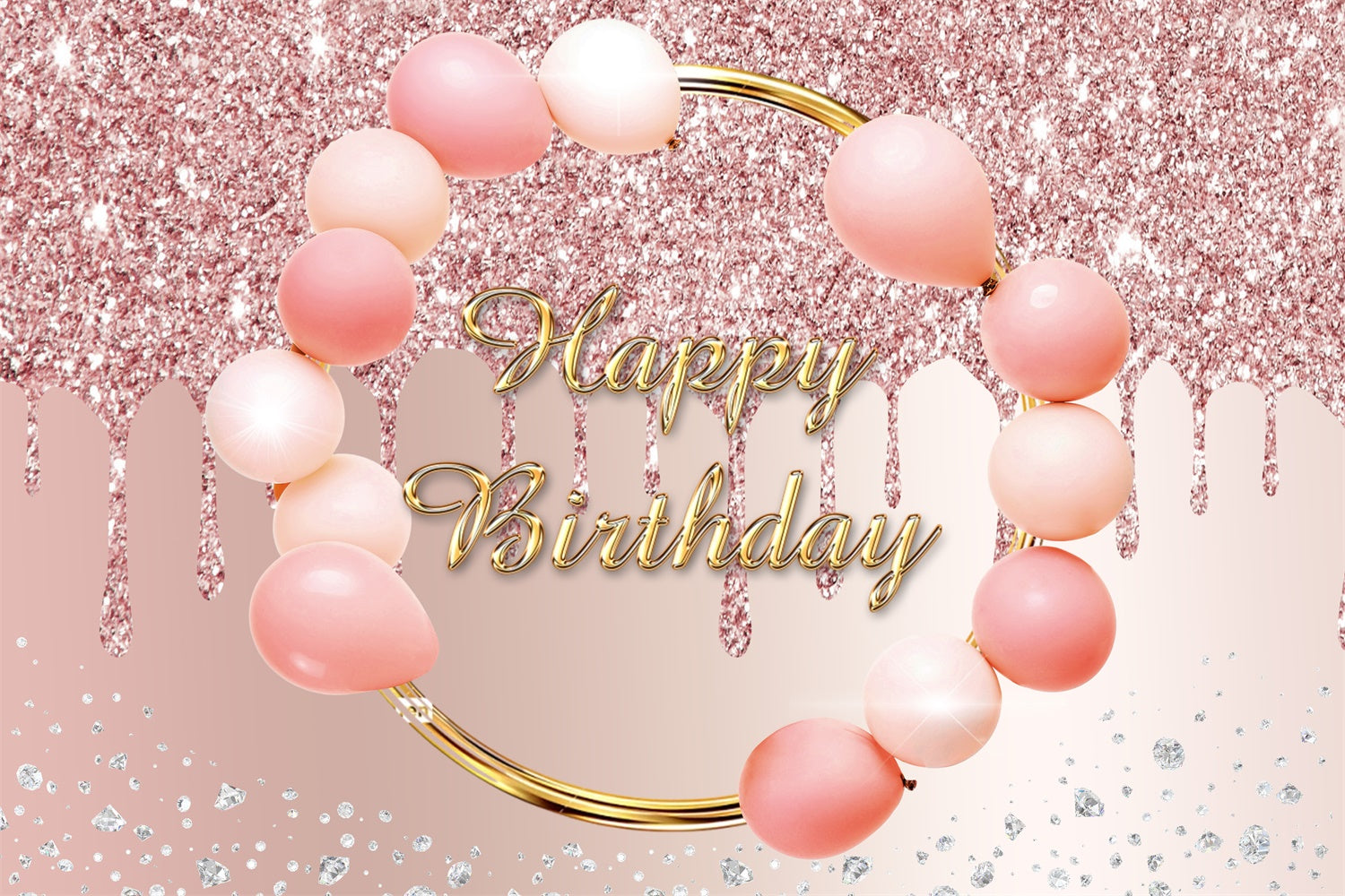 Personalisierte Geburtstag Background Rosa Ballons Luxe Glitter Geburtstagshintergrund RR12-4