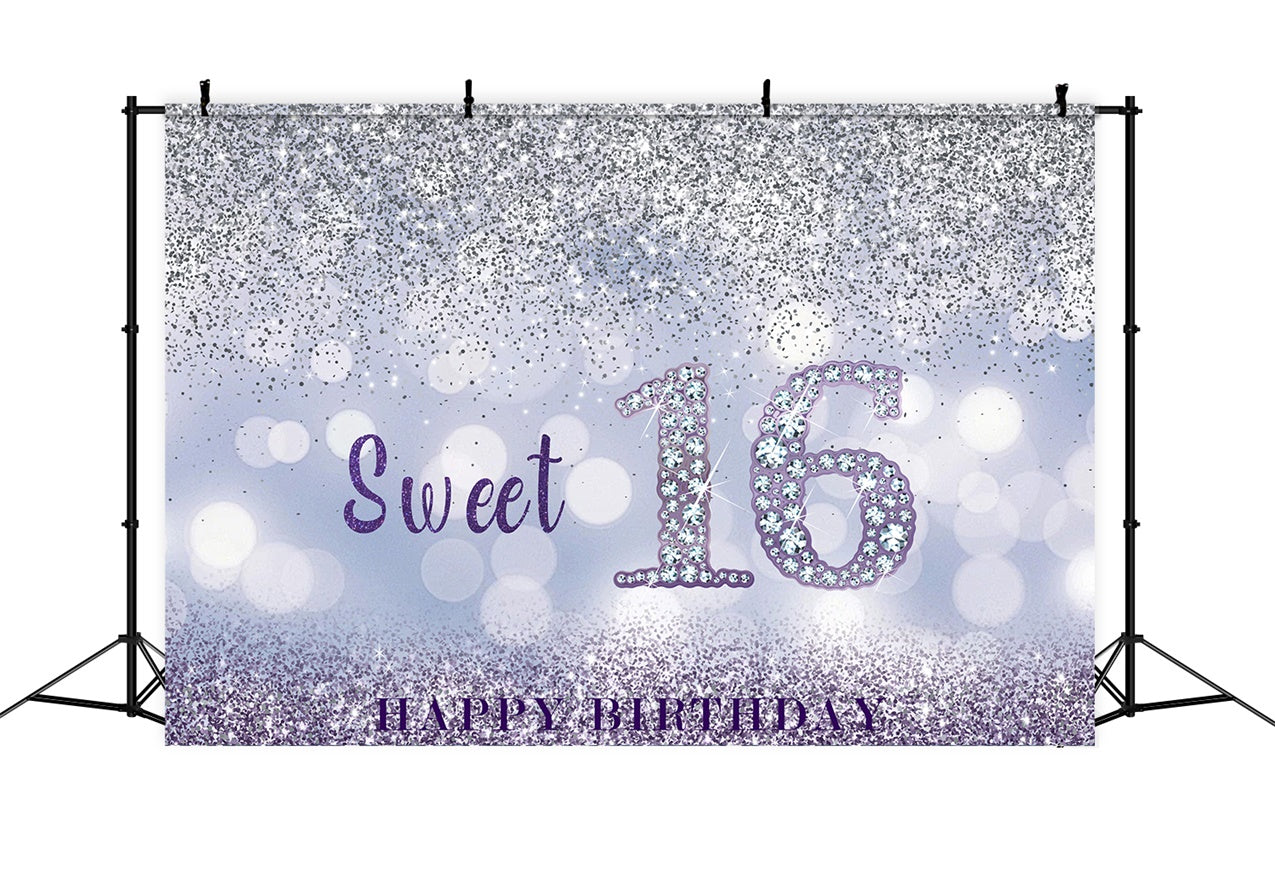 Personalisierte Geburtstagskulisse Sweet 16 Sparkle Glitter Backdrop RR12-41