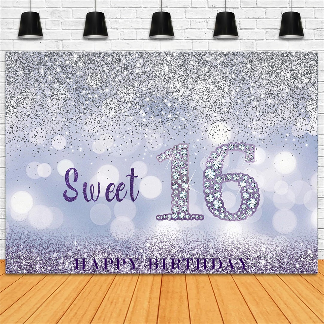 Personalisierte Geburtstagskulisse Sweet 16 Sparkle Glitter Backdrop RR12-41