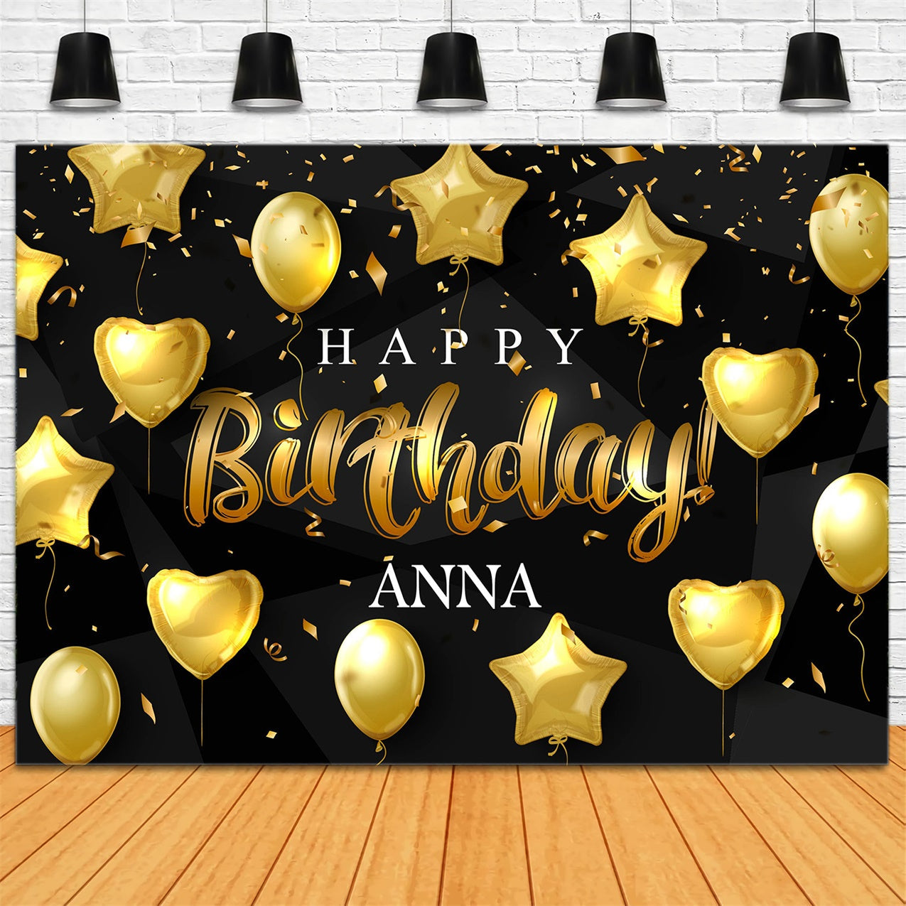 Personalisierte Geburtstag Backdrops Gold Star Ballons Celebration Backdrop RR12-52