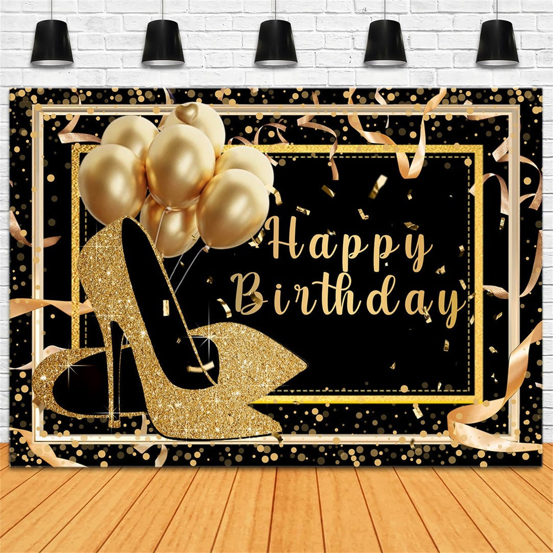 Custom Made Birthday Backdrops Gold Schuhe Ballon Backdrop RR12-58