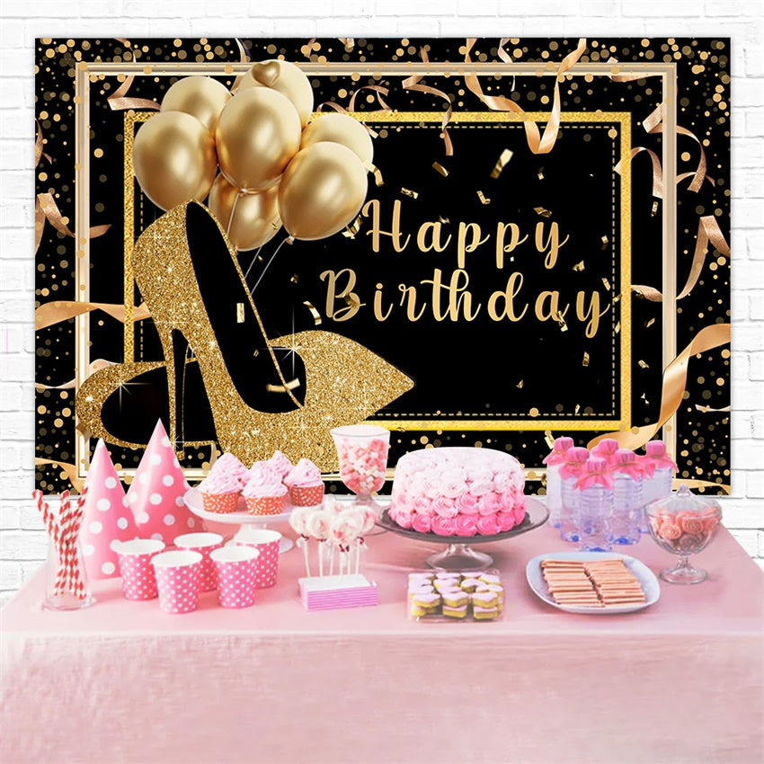 Custom Made Birthday Backdrops Gold Schuhe Ballon Backdrop RR12-58