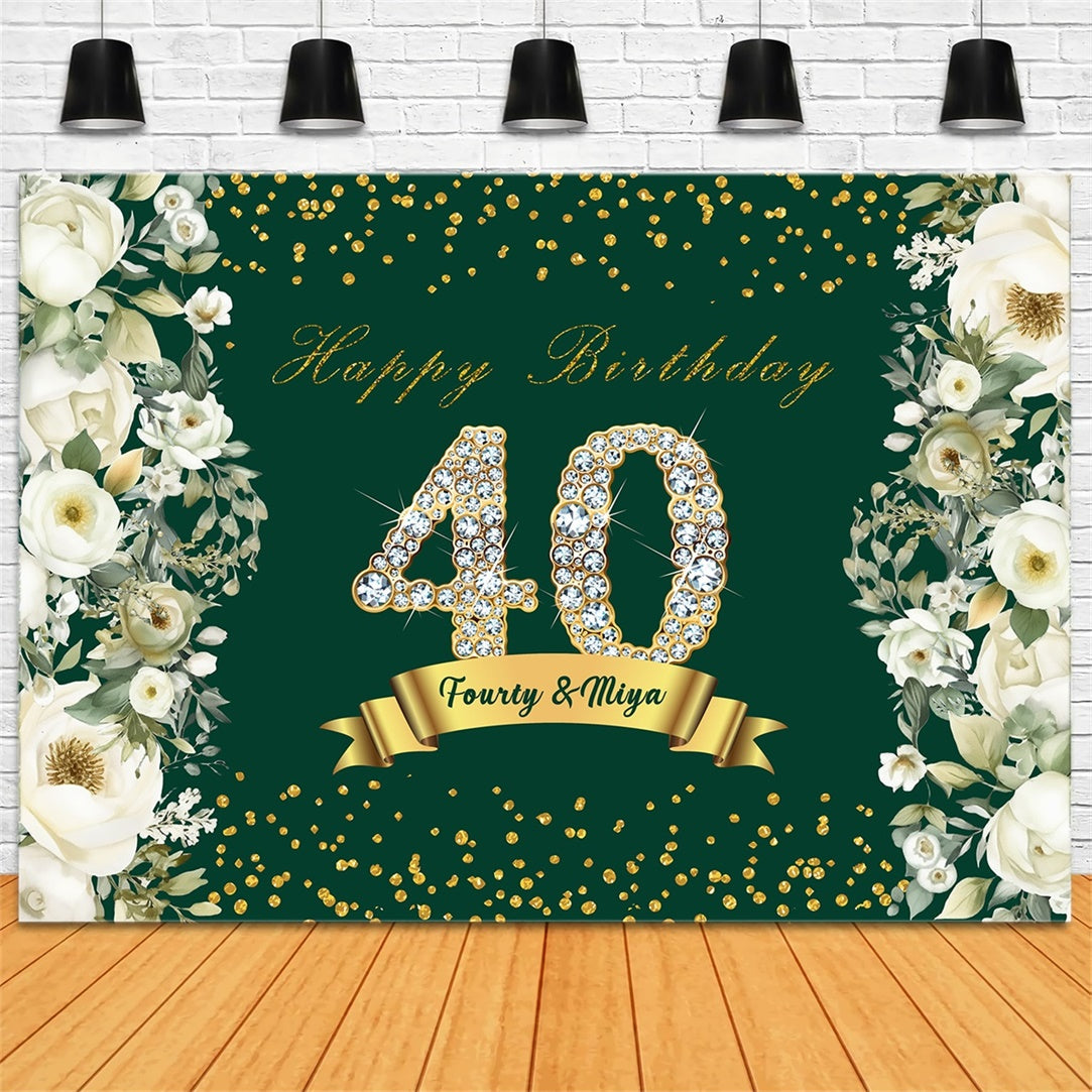 30. Geburtstag Backdrop Golden Crystal Floral Custom Backdrop RR12-71