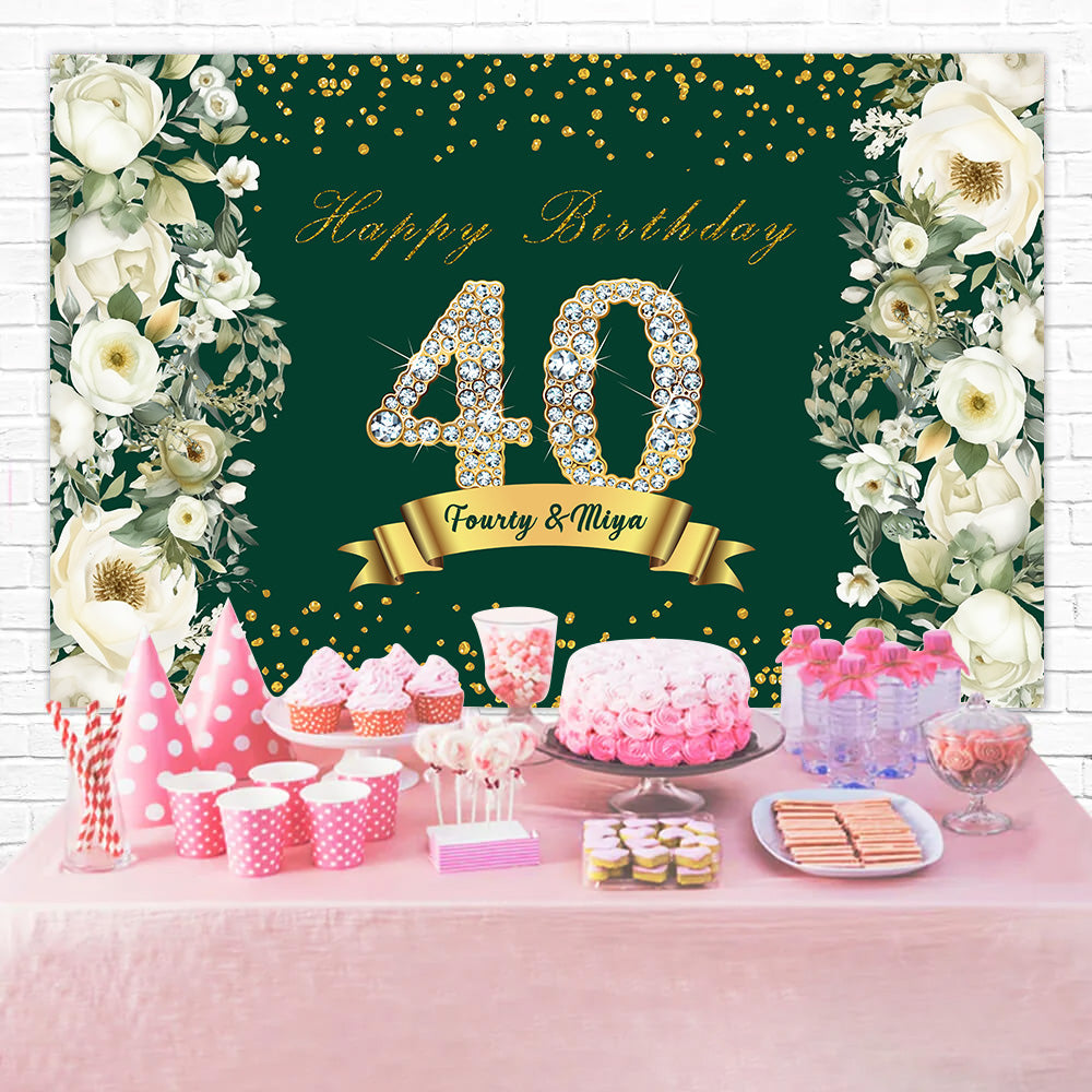 30. Geburtstag Backdrop Golden Crystal Floral Custom Backdrop RR12-71