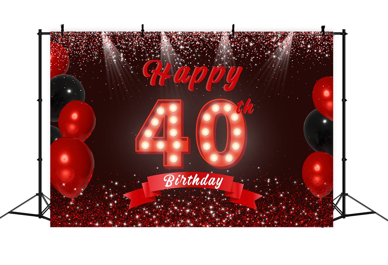 Personalisierte 40. Geburtstag Backdrop Stilvolle Rot Glitter Backdrop RR12-78